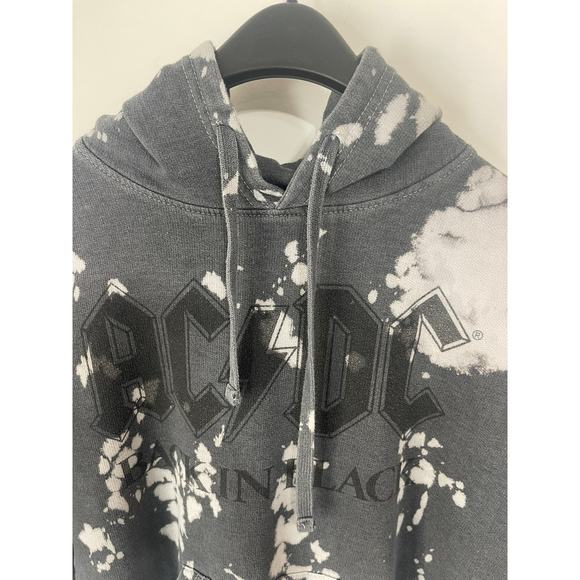 AC/DC hoodie grey tie dye sz XS retro vintage '80s style grunge goth streetwear - Picture 3 of 3